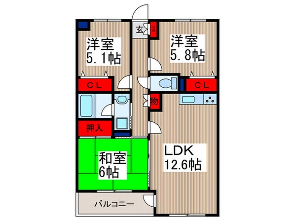 クイーンズ・ヴィラ武蔵浦和の物件間取画像